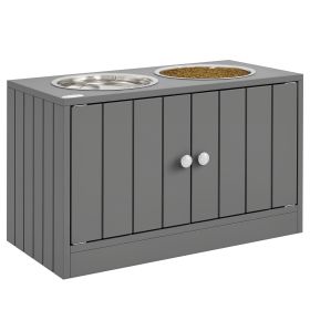 Elevated Dog Bowls with Storage Cabinet Containing Large 44L Capacity, Gray (Option: Gray-705x380x155 mm)