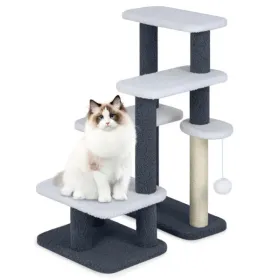 2-in-1 Cat Stairs & Tree With Sisal Scratching Post, 4 Levels Pet Steps For Elderly Cats & Short-Legged Dogs (Option: defaulttitle)